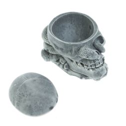 Пепельница / шкатулка "Череп со змеей" из мраморной крошки