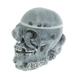 Пепельница / шкатулка "Череп со змеей" из мраморной крошки