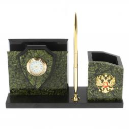 Настольная визитница "Щит" из змеевика