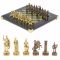 Шахматный набор "Римляне" доска 28х28 см из змеевика фигуры цвет бронза-золото