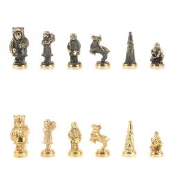 Шахматы бронзовые "Народы севера" доска каменная 40х40 см