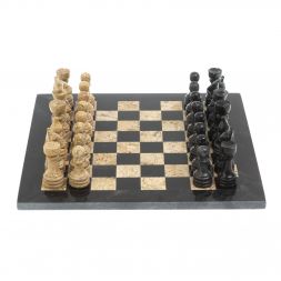 Каменные шахматы "Дебют" доска 30х30 см мрамор ракушечник