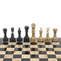 Каменные шахматы "Дебют" доска 30х30 см мрамор ракушечник