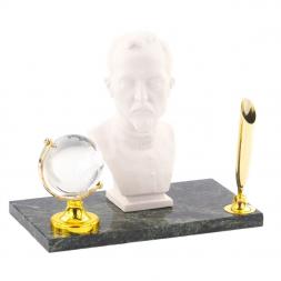 Подставка под ручку "Бюст Дзержинского" мрамолит змеевик