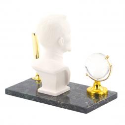 Подставка под ручку "Бюст Дзержинского" мрамолит змеевик