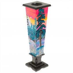 Ваза "Зима. Закат" из черного змеевика змеевика