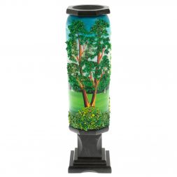 Ваза "Летний пейзаж"  из черного змеевика 8х8х29 см