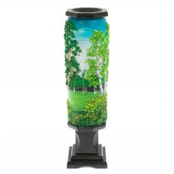 Ваза "Летний пейзаж"  из черного змеевика 8х8х29 см