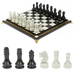 Шахматы "Традиционные" из бронзы и мрамора 44,5х44,5 см