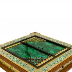 Нарды "Орнамент" камень малахит Златоуст