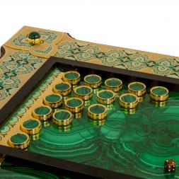 Нарды "Орнамент" камень малахит Златоуст