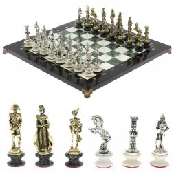 Шахматы "Отечественная война 1812 г." на подставках доска 40х40 см мрамор змеевик