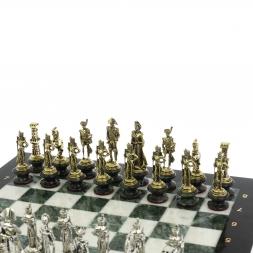 Шахматы "Отечественная война 1812 г." на подставках доска 40х40 см мрамор змеевик
