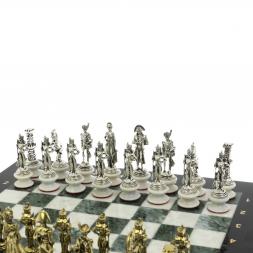 Шахматы "Отечественная война 1812 г." на подставках доска 40х40 см мрамор змеевик