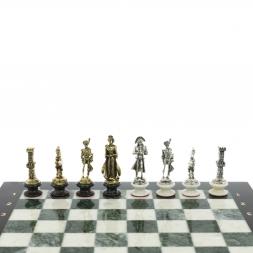 Шахматы "Отечественная война 1812 г." на подставках доска 40х40 см мрамор змеевик