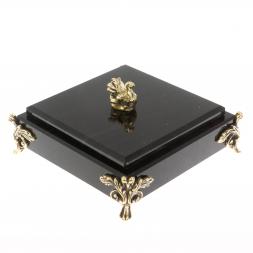 Шкатулка "Птичка" из черного обсидиана и бронзы