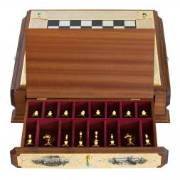 Подарочные шахматы из камня "Баталия" Златоустовская гравюра