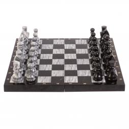 Шахматный набор 3 в 1 "Ящерица" мрамор, гранит с гравировкой