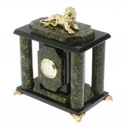 Часы "Лев" из змеевика и бронзы