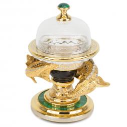 Икорница "Осетр" на малахите Златоуст