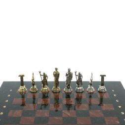 Шахматы "Подвиги Геракла" доска 28х28 см лемезит змеевик