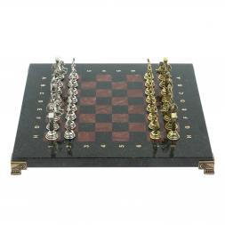 Шахматы "Подвиги Геракла" доска 28х28 см лемезит змеевик