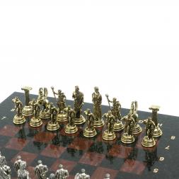 Шахматы "Подвиги Геракла" доска 28х28 см лемезит змеевик