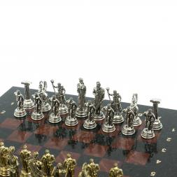 Шахматы "Подвиги Геракла" доска 28х28 см лемезит змеевик