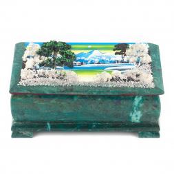 Шкатулка "Зимний пейзаж" змеевик 18х9х7 см