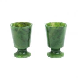 Набор рюмок из нефрита 2 шт 4х4х6 см 30 мл