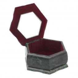 Шкатулка с иллюстрацией "Две ящерицы" камень змеевик 14х12,5х7 см