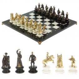 Шахматы "Турецко-Европейская война" бронза мрамор 48х48 см