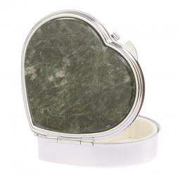 Таблетница "Сердце" на 3 отделения камень актинолит цвет серебро