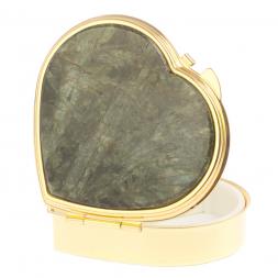 Таблетница "Сердце" на 3 отделения камень актинолит цвет золото