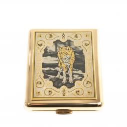 Портсигар с гравюрой "Волк" Златоуст