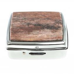 Таблетница на 2 отсека камень авантюрин цвет серебро