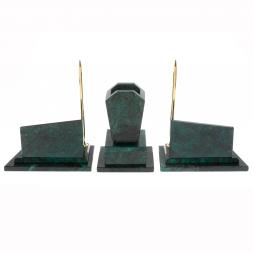 Настольный набор "Бюрократ" с гербом РФ змеевик