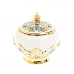 Чайный набор "Кубачинские узоры" с синей эмалью Златоуст