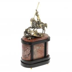 Бронзовые часы на камне "Георгий Победоносец" креноид в кейсе