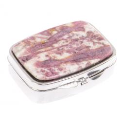 Таблетница на 2 отделения камень турмалин цвет серебро