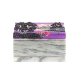 Шкатулка с рисунком "Ночь" серый мрамор 10х6,5х6 см