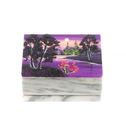 Шкатулка с рисунком "Ночь" серый мрамор 10х6,5х6 см