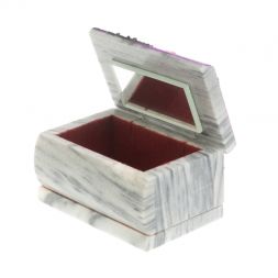 Шкатулка с рисунком "Ночь" серый мрамор 10х6,5х6 см