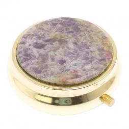 Таблетница на 3 отсека камень турмалин цвет золото