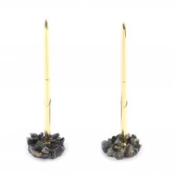 Ручка металлическая на подставке из океанической яшмы