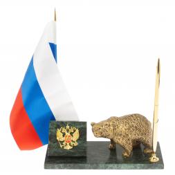 Флагшток с ручкой "Медведь" из змеевика