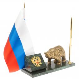 Флагшток с ручкой "Медведь" из змеевика