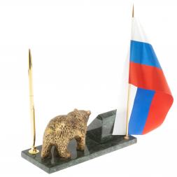 Флагшток с ручкой "Медведь" из змеевика