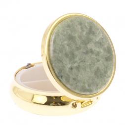 Таблетница на 3 отсека камень жадеит цвет золото