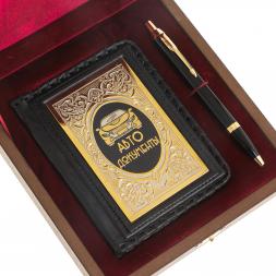 Подарочный набор "Автомобилист" обложка для автодокументов и ручка Parker